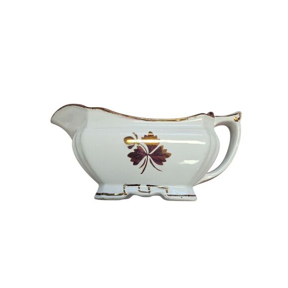 Meakin Tea Leaf Copper Luster Gravy Boat and Underplate, Ironstone - Picture 6 of 10